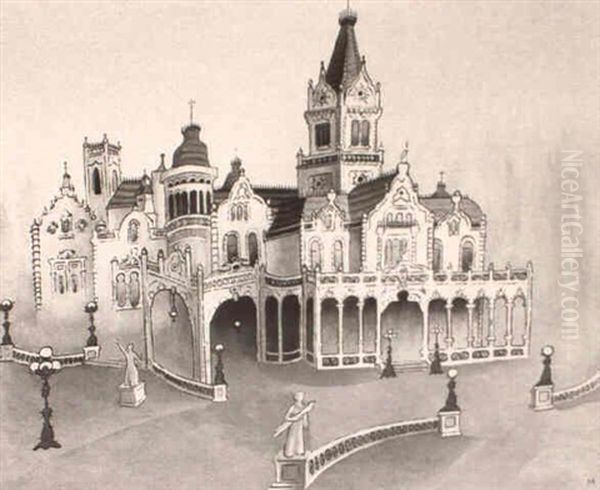 Gabled House Oil Painting by Marion Randall Parsons