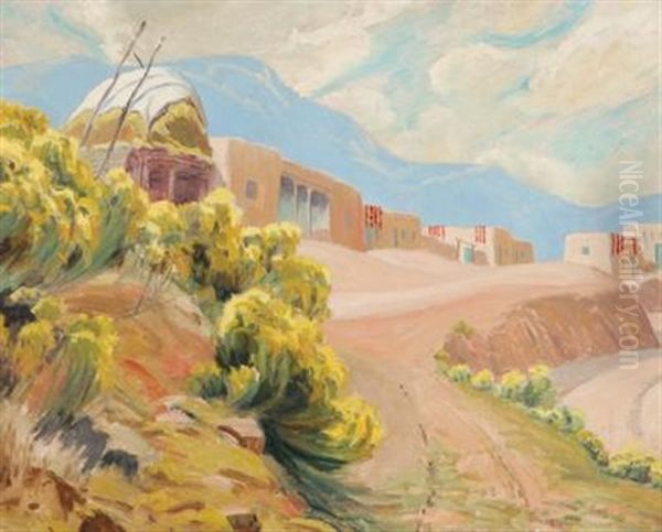 Taos Pueblo Oil Painting by Sheldon Parsons