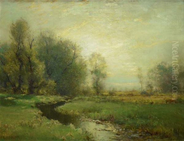 Stream In A Meadow Oil Painting by Arthur Parton