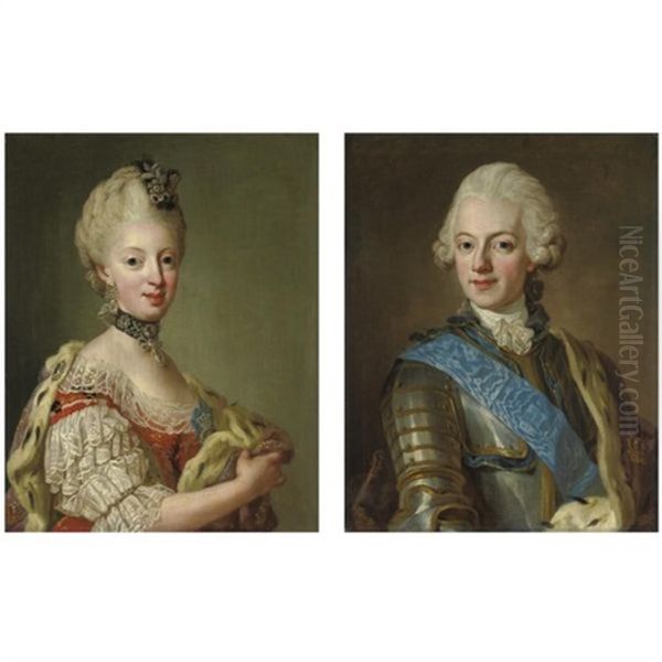 Ritratto Del Re Gustavo Iii E Della Regina Sofia Maddalena (pair) Oil Painting by Lorenz Pasch the Younger