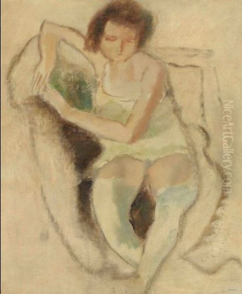 Femme Sur Un Fauteuil (genevieve) Oil Painting by Jules Pascin