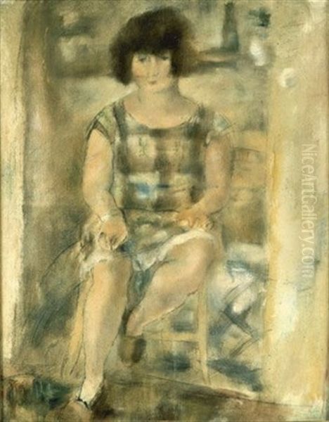 Lucy Apres Le Shampooing Oil Painting by Jules Pascin