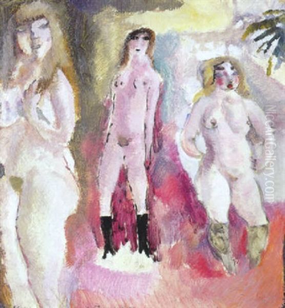 Trois Femmes Nues Oil Painting by Jules Pascin