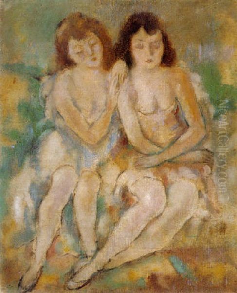 Les Deux Dames Oil Painting by Jules Pascin