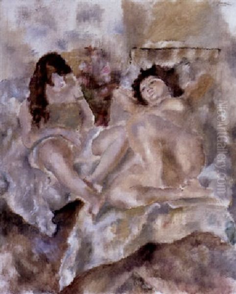 Les Deux Filles Oil Painting by Jules Pascin
