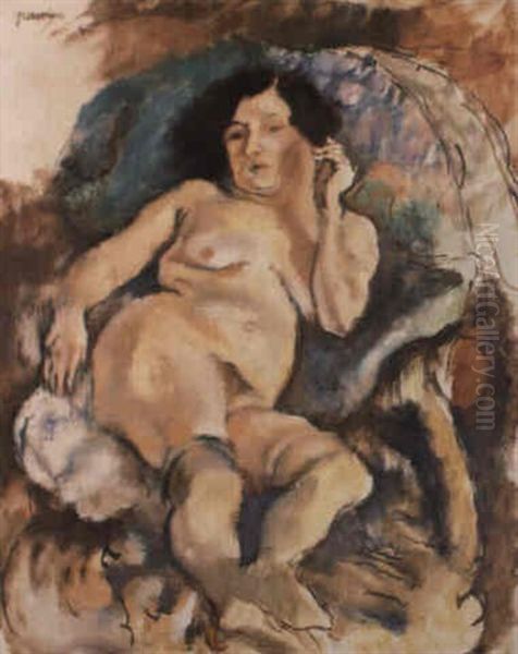 Le Modele Etendu Oil Painting by Jules Pascin