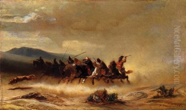 Caccia Al Leone (persia) Oil Painting by Alberto Pasini