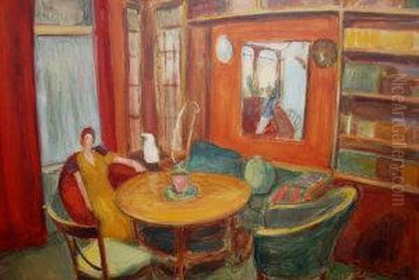 Woman Seated In An Interior Oil Painting by Martin Bloch