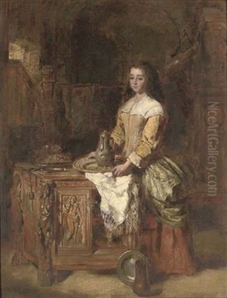 The Serving Maid Oil Painting by Daniel Pasmore the Younger