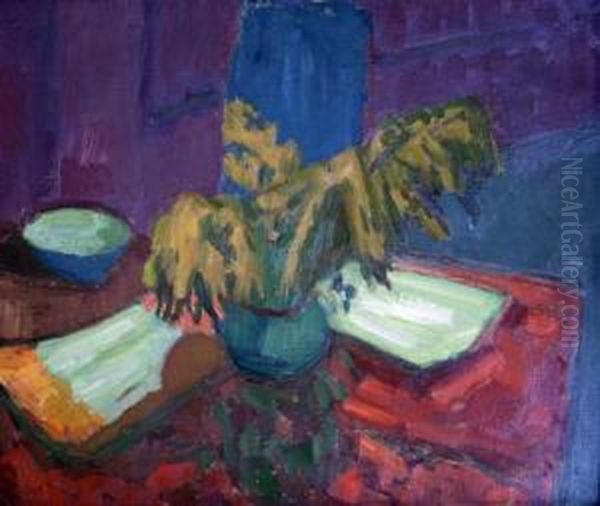 Still Life With Mimosa Oil Painting by Martin Bloch
