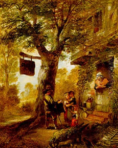 The Organ Grinder Oil Painting by John F. Pasmore