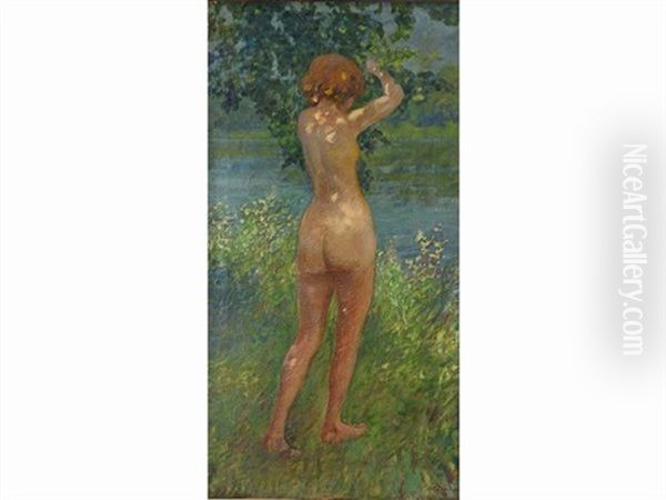 Nudo In Un Paesaggio Oil Painting by Carlo Passigli