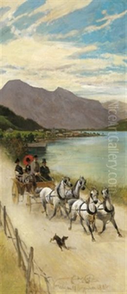 Ausfahrt Am Vierwaldstatter See Oil Painting by Ludwig Passini