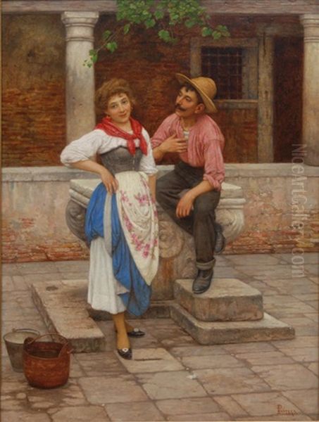 Couple Oil Painting by Luigi Pastega