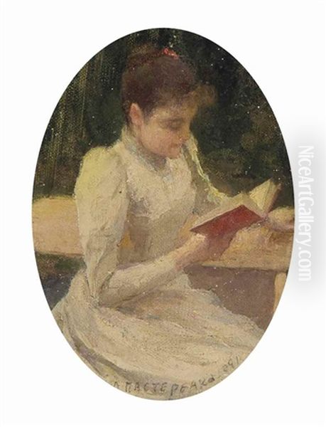 Young Girl Reading Oil Painting by Leonid Ossipovich Pasternak