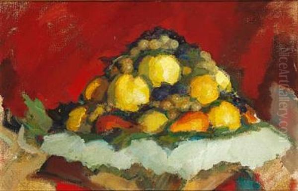 Still Life With Fruits In A Dish Oil Painting by Leonid Ossipovich Pasternak
