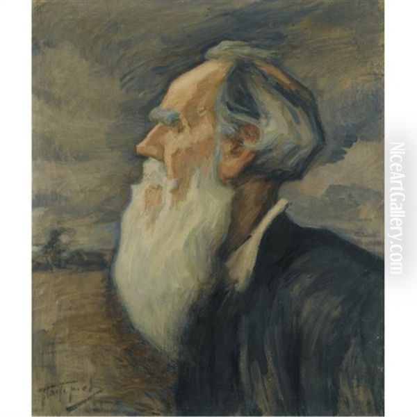 Portrait Of Leo Tolstoy Oil Painting by Leonid Ossipovich Pasternak