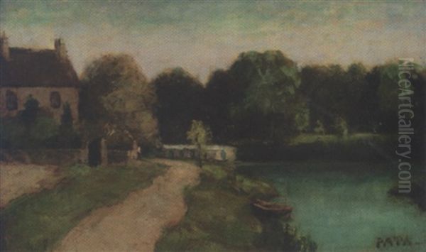 Village Au Bord De L'eau Oil Painting by Cherubino Pata
