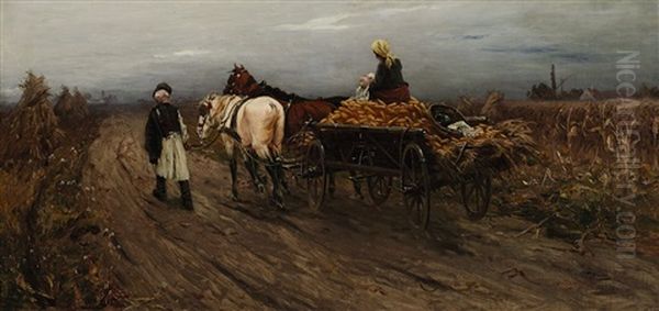 Heimkehr Von Der Maisernte Oil Painting by Laszlo Pataky