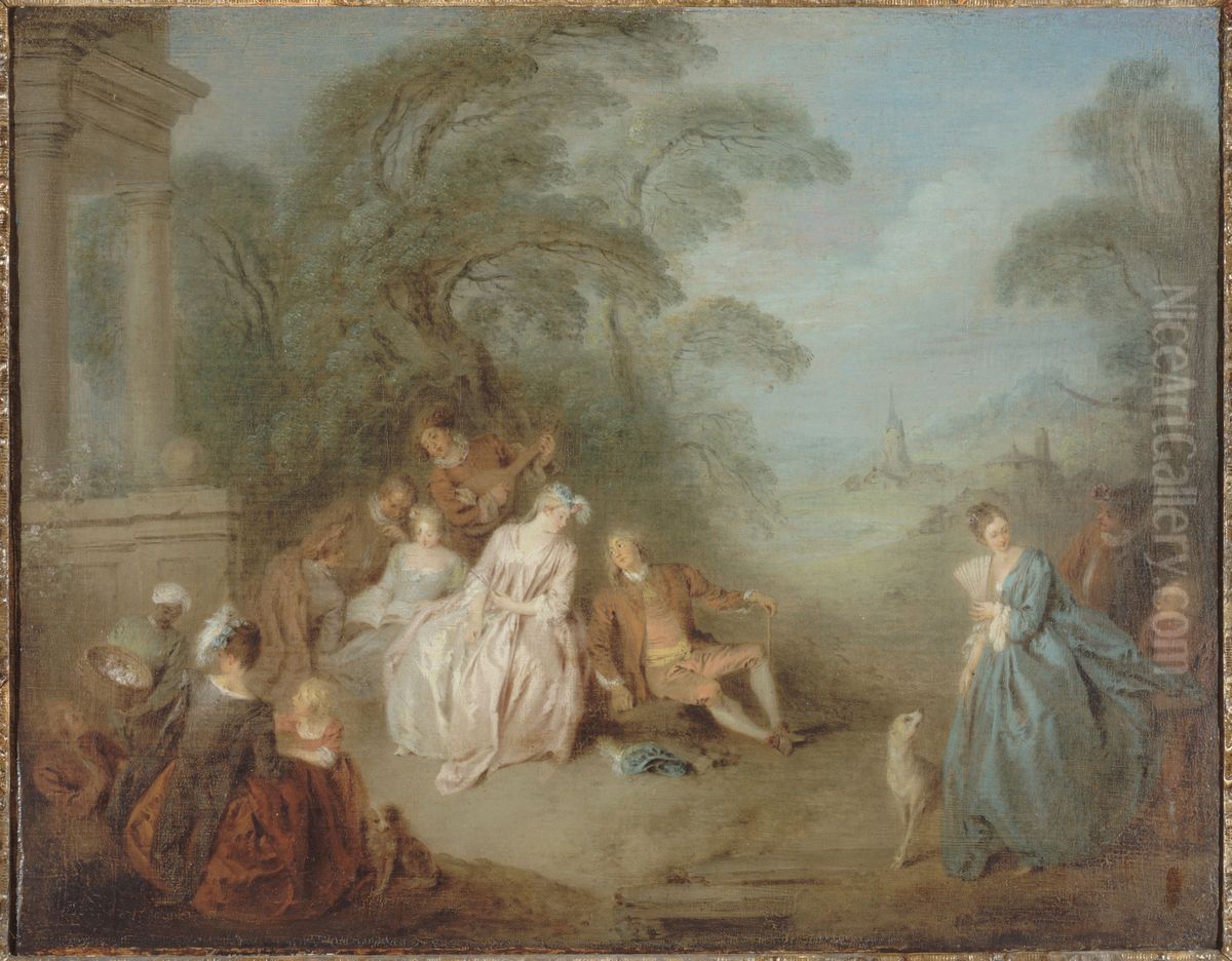 Assemblee Dans Un Parc Oil Painting by Jean-Baptiste Pater