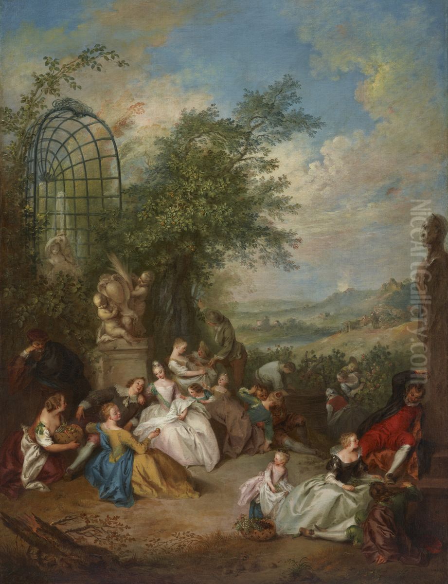 A Fete Champetre During The Grape Harvest Oil Painting by Jean-Baptiste Pater