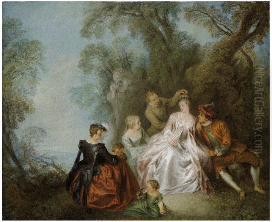 A Fete Galante Oil Painting by Jean-Baptiste Pater