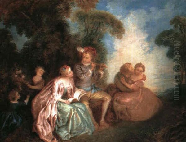 The Music Lesson Oil Painting by Jean-Baptiste Pater