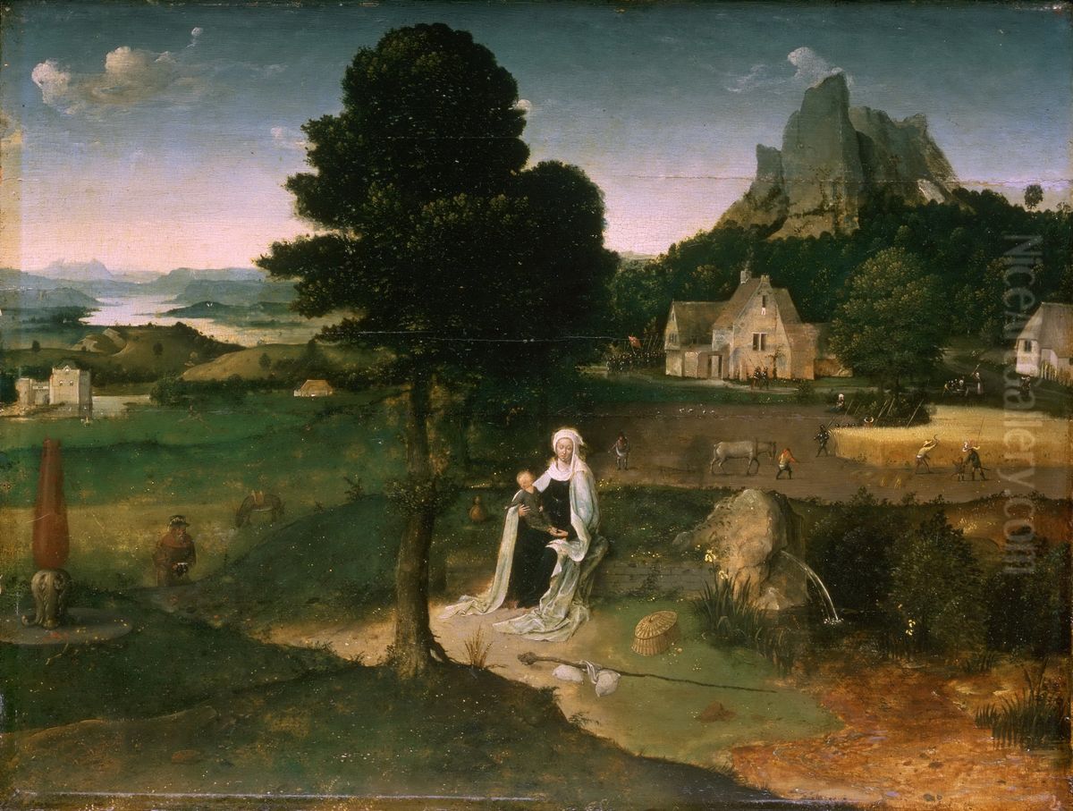 The Rest On The Flight Into Egypt Oil Painting by Joachim Patinir
