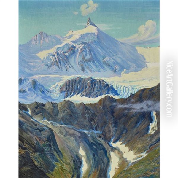 Zinalrothorn Oil Painting by Remo Patocchi