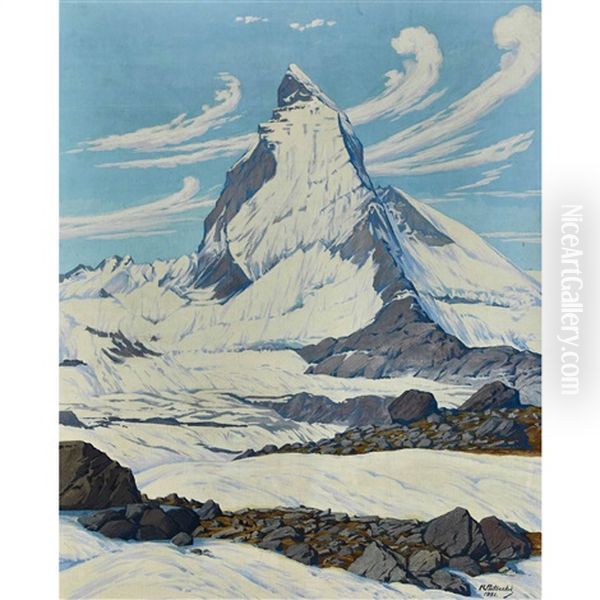 Monte Cervino Oil Painting by Remo Patocchi