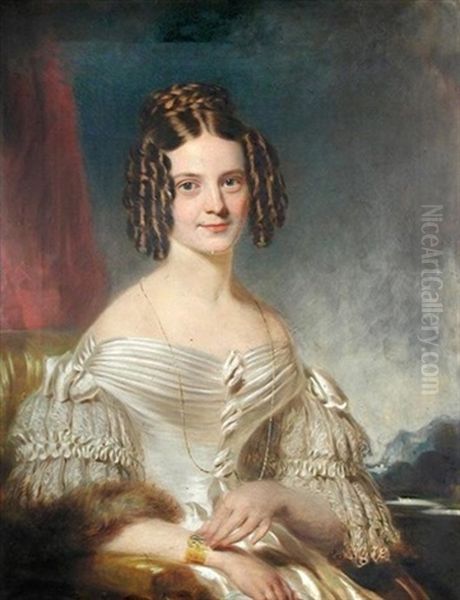 Portrait Of Amelia, Lady Banks, Wife Of Sir Edward Banks Oil Painting by William Patten Jr.