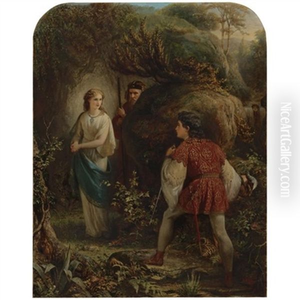 Miranda And Prospero Meeting Ferdinand Oil Painting by Alfred Fowler Patten