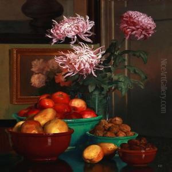 Still Life With Nuts Oil Painting by Gustav Vilhelm Blom