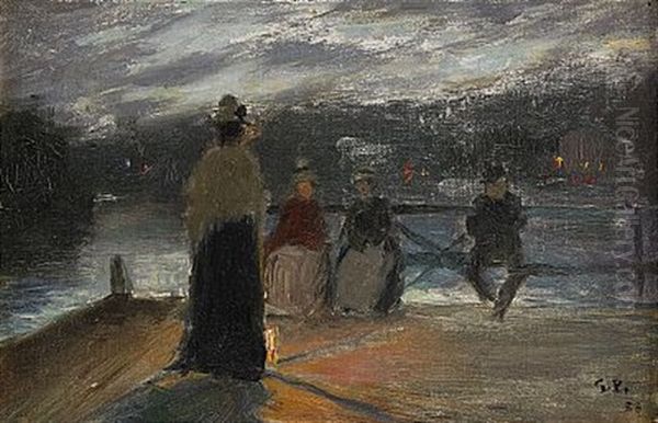 Vid Bryggan Oil Painting by Georg Pauli