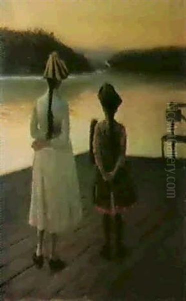 Pa Bryggan (the Asch Sister) Oil Painting by Georg Pauli