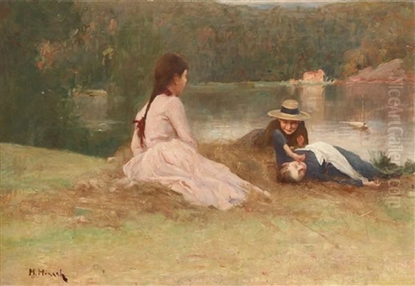 Stilla Sommarafton Oil Painting by Hanna (nee Hirsch) Pauli