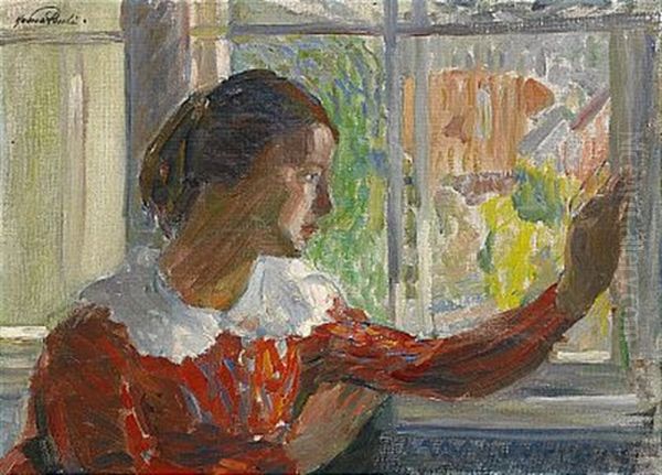 Flickan Vid Fonstret Oil Painting by Hanna (nee Hirsch) Pauli