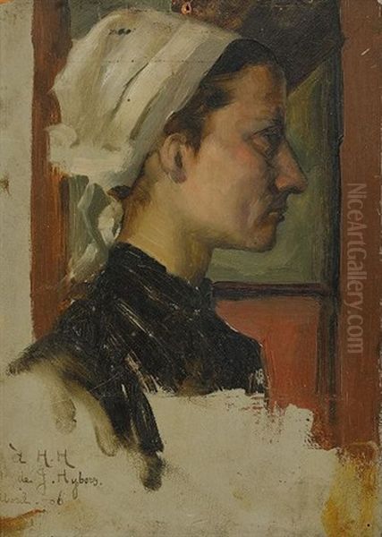 Portratt Av Ung Kvinna Oil Painting by Hanna (nee Hirsch) Pauli