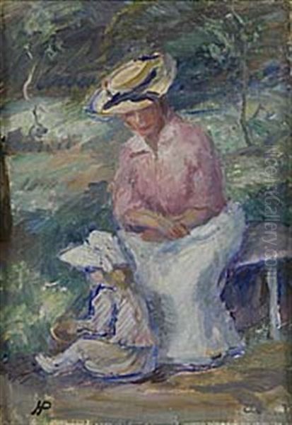 Mor Och Barn Oil Painting by Hanna (nee Hirsch) Pauli