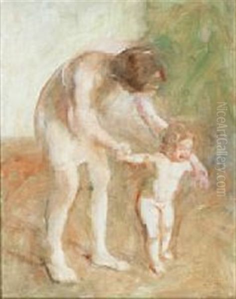 Barnet Laerer At Ga Oil Painting by Julius Paulsen