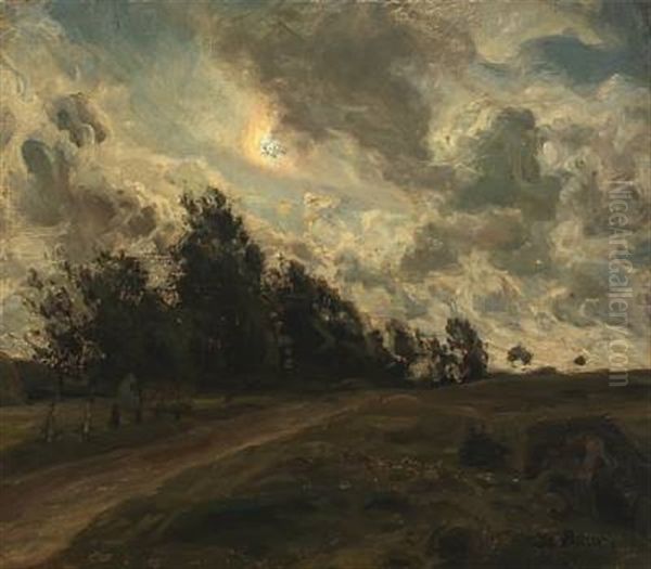 Aftenlandskab (evening Landscape) Oil Painting by Julius Paulsen