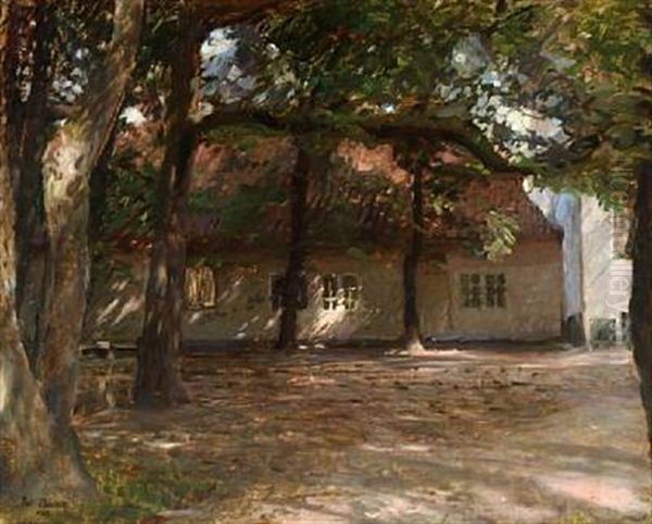 A House Between Trees Oil Painting by Julius Paulsen