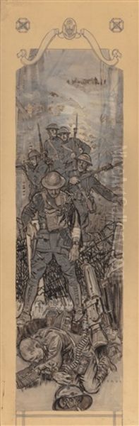 America's Greatest Battle, Collier's Magazine Story Illustration, March 22 Oil Painting by Herbert Andrew Paus