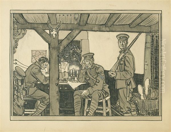 World War I Soldiers Oil Painting by Herbert Andrew Paus