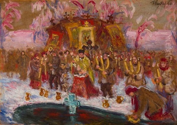 Feast Of Jesus Baptism Oil Painting by Fryderyk Pautsch