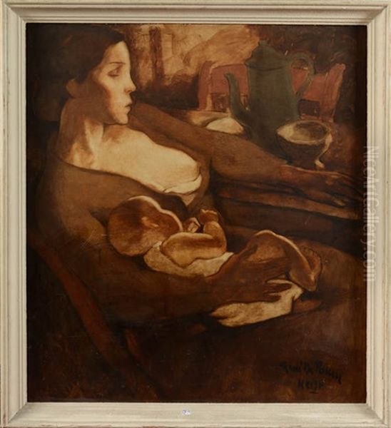 Femme De Marin, Femme De Chagrins Oil Painting by Rene De Pauw