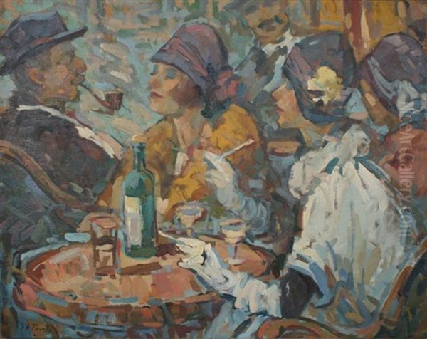 Cafe Terrasse Oil Painting by Elie Anatole Pavil