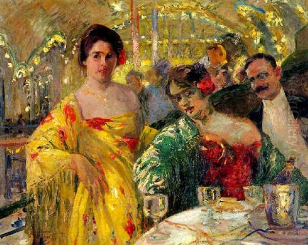Les Deux Espagnoles Au Bal Oil Painting by Elie Anatole Pavil