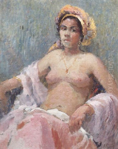 La Belle Mauresque Au Pendentif Oil Painting by Elie Anatole Pavil