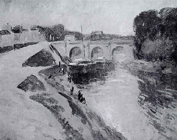 Les Bords De Seine Oil Painting by Elie Anatole Pavil